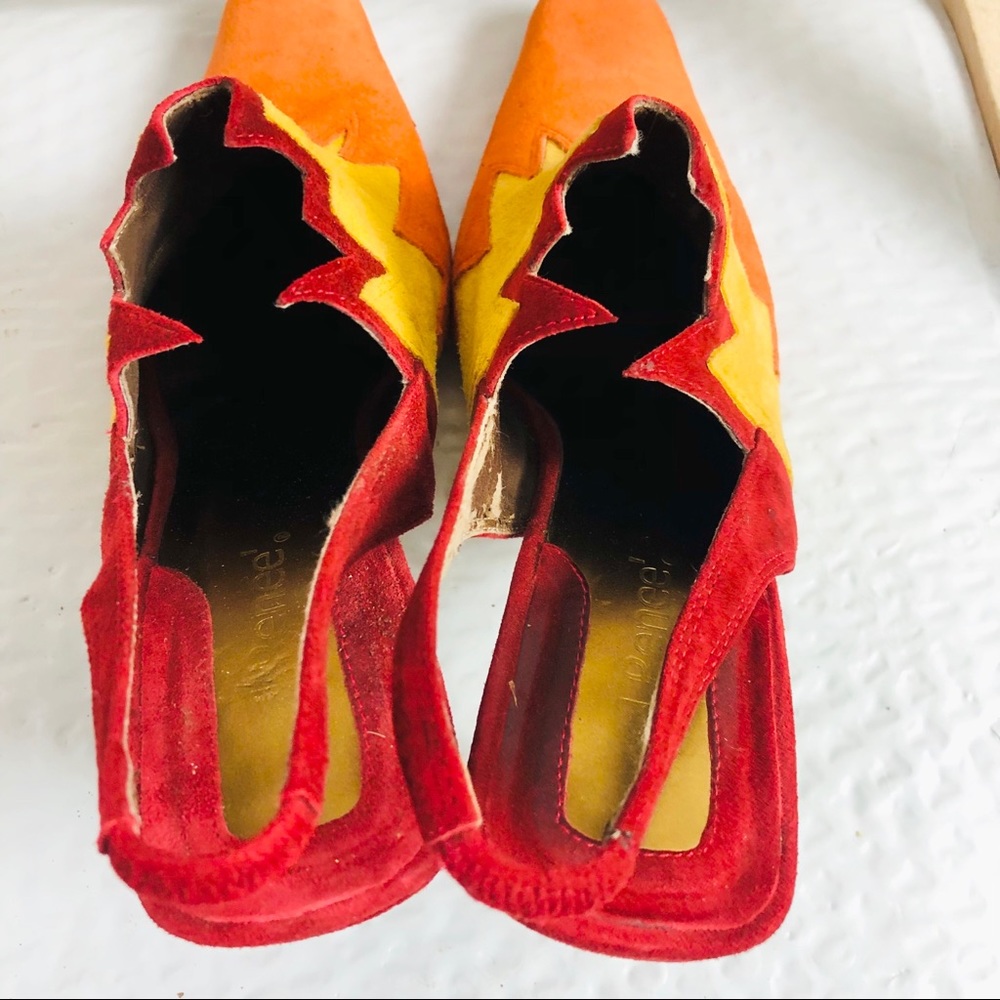 SOLD. Vintage 80s Fire Hot Suede Sling Back Heels Size 7 J. Renee 🔥 Square Toe - Picture 8 of 11